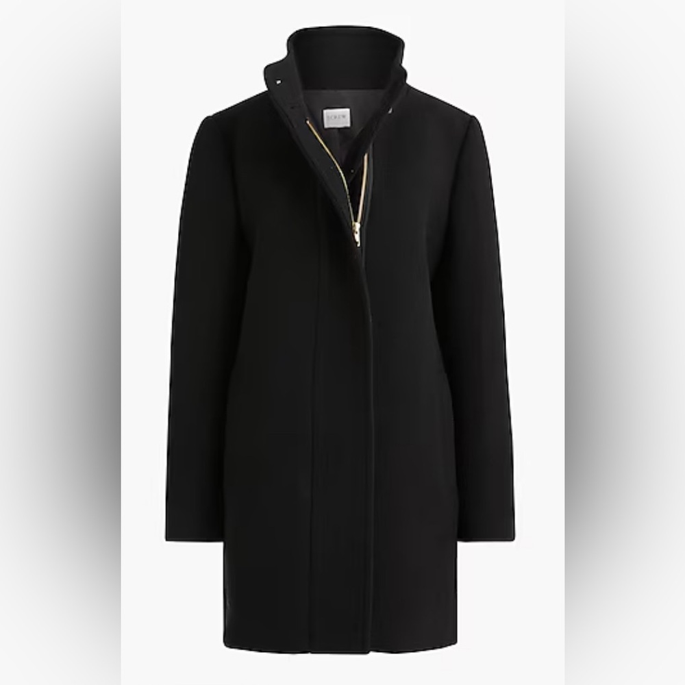 Wool-blend button-neck city coat